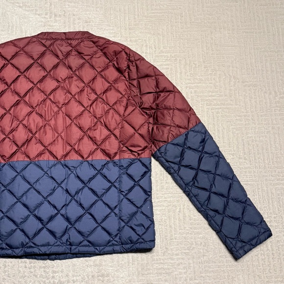 Lole Quilted Down Puffer Jacket with snap buttons Burgundy & Navy Jacket W’s Med - Picture 12 of 12